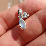 Moonstone Pendant, Moonstone Charm, Sterling Silver Pendant, Moonstone tree Necklace, Ceylon Moonstone, gift for her, silver tree charm