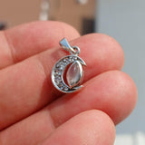 Moonstone Pendant, crescent Moon Pendant, Sterling Silver Pendant, Moonstone CZ Necklace, Ceylon Moonstone and 7 CZ, gift, Moonstone Charm