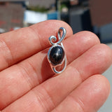 Black Diopside Pendant, Black Star Pendant, Art Pendant, Sterling Silver Pendant, Black Star Diopside Necklace, Black Star Diopside, 4 rays star