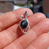 Black Diopside Pendant, Black Star Pendant, Art Pendant, Sterling Silver Pendant, Black Star Diopside Necklace, Black Star Diopside, 4 rays star