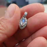 Moonstone Pendant, Charm Pendant, Sterling Silver Pendant, Moonstone Necklace, Ceylon Moonstone and 17 CZ, gift for her, Moonstone Charm