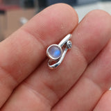 Natural Moonstone pendant, Moonstone Charm, Sterling Silver Pendant, Minimalist Pendant, Ceylon Moonstone and 1 CZ, Moonstone Necklace, gift for her