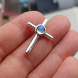 Moonstone Pendant, Sterling Silver Pendant, Cross pendant, Crucifix Pendant, round Ceylon Moonstone, moonstone necklace, religious gift