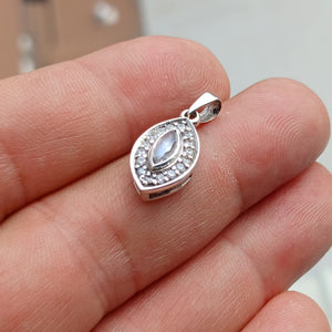 Lovely Moonstone Pendant, Charm Pendant, Sterling Silver Pendant, Moonstone Necklace, Ceylon Moonstone and 16 CZ, gift for her, Moonstone Charm