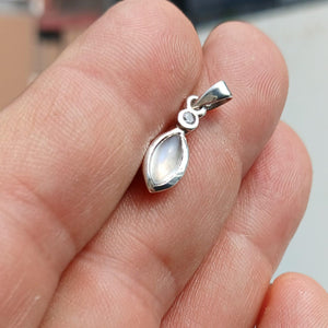 Moonstone Pendant, Charm Pendant, Sterling Silver Pendant, Moonstone Necklace, Ceylon Moonstone and 1 CZ, gift for her, Moonstone Charm