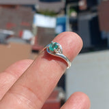 Green Emerald Ring, Natural Emerald Ring, Sterling Silver Ring, Solitaire Ring, oval Green Emerald and 2 CZ, Gift for her, unique, Size 5.5