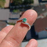 Emerald Ring, Sterling Silver Ring, natural green Emerald, Pear Shaped Emerald, handmade emerald ring, unique design, gift for her, Size 6