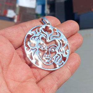 Medusa Pendant, Medusa Amulet, Sterling Silver Amulet, Gorgon Amulet, Gorgon Medusa Pendant, Greek Medusa, Greek Costume, Snake Hair Medusa