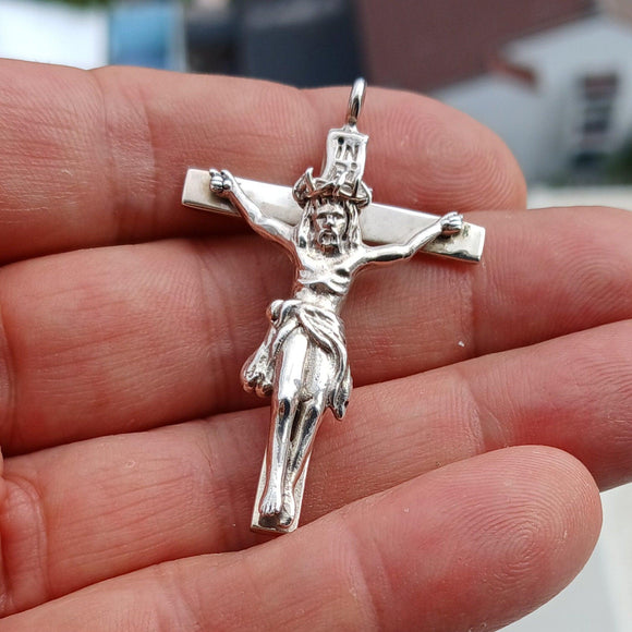 Jesus Pendant, Crucifix Amulet, Sterling Silver Amulet, Cross Amulet, Jesus Cross Pendant, Jesus Necklace, Religious gift, Rosary Cross