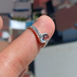 Moonstone Ring, Gemstone Ring, Sterling Silver Ring, Solitaire Ring, oval shaped Ceylon Moonstone and 10 CZ, Gift for Her, unique, Size 5.5