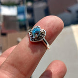 Heart Ring, Blue Zircon Ring, Handmade silver ring, Gemstone Silver Ring, Solitaire Ring, oval Cut Blue Zircon and 12 CZ - Size 5.5