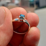 Sweet Blue Zircon Ring, Sterling Silver Ring, Blue Gemstone Ring, Solitaire Ring, Oval Natural Blue Zircon, Gift for Her, Unique Design - Size 6.5