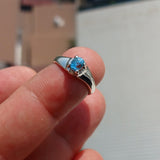 Blue Zircon Ring, Sterling Silver Ring, Blue Gemstone Ring, Solitaire Ring, Oval Natural Blue Zircon, Gift for Her, Unique Design - Size 4.5