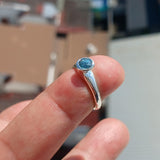 Blue Zircon Ring, Sterling Silver Ring, Blue Gemstone Ring, Minimalist Ring, Natural Blue Zircon, Gift for Her, Unique Design - Size 4.5