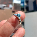 Blue Zircon Ring, Sterling Silver Ring, Blue Gemstone Ring, Minimalist Ring, Natural Blue Zircon, Gift for Her, Unique Design - Size 4.5