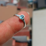 Natural Blue Zircon Ring, Sterling Silver Ring, Blue Gemstone Ring, Solitaire Ring, Oval Natural Blue Zircon, Gift for Her, Unique Design - Size 4.5