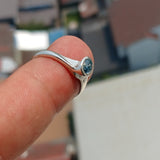 Natural Blue Zircon Ring, Sterling Silver Ring, Blue Gem Ring, Solitaire Ring, Oval Blue Zircon, Gift for Her, Unique Design - Size 4.5