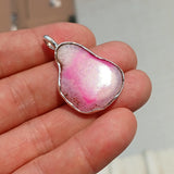 Pink Agate Pendant, Sterling Silver Pendant, Artwork Pendant, pink and white Agate, Pear Shape, gift for her, unique design, Agate Necklace