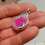 Pink Agate Pendant, Sterling Silver Pendant, Artwork Pendant, pink and white Agate, Pear Shape, gift for her, unique design, Agate Necklace