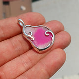 Pink Agate Pendant, Sterling Silver Pendant, Artwork Pendant, pink and white Agate, Pear Shape, gift for her, unique design, Agate Necklace