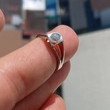 Natural Blue Zircon Ring, Sterling Silver Ring, Blue Gemstone Ring, Solitaire Ring, Oval Natural Blue Zircon, Gift for Her, Unique Design - Size 5.5