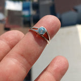 Natural Blue Zircon Ring, Sterling Silver Ring, Blue Gemstone Ring, Solitaire Ring, Oval Natural Blue Zircon, Gift for Her, Unique Design - Size 5.5