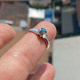 Sweet Blue Zircon Ring, Sterling Silver Ring, Blue Gemstone Ring, Solitaire Ring, Oval Natural Blue Zircon, Gift for Her, Unique Design - Size 6.5