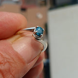 Blue Zircon Ring, Sterling Silver Ring, Blue Gemstone Ring, Solitaire Ring, Oval Natural Blue Zircon, Gift for Her, Unique Design - Size 6.5