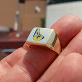 Barbados Flag Ring, Sport Event Outfit, Square shaped Ring, Costume Ring, Pinky Ring, Flag of Barbados, Barbados Fan apparel, Men's Ring