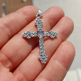 Moonstone Crucifix, Sterling Silver Pendant, Cross Amulet, Moonstone Pendant, Ceylon Moonstone, 23 CZ, gift for her, moonstone necklace