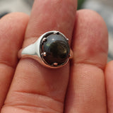 Black Sapphire Ring, Sterling Silver Ring, Sapphire Silver Ring, Black Star Sapphire Ring, Gift for Her, 6 Rays Star Sapphire - size 7.25