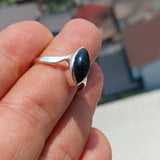 Black Onyx Ring, Sterling Silver Ring, Minimalist Ring, black Onyx Marquise Cabochon, handmade Onyx ring, gift for her, Black Ring, Size 8.5