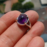 Purple Amethyst Ring, symmetric Sterling Silver Ring, Solitaire Ring, Minimalist Amethyst Ring, Amethyst Silver Ring, Gift for Her -Size 7.5