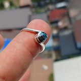 Natural Blue Zircon Ring, Sterling Silver Ring, Unique Design, Gemstone Silver Ring, Solitaire Ring, Oval Cut Blue Zircon, Gift - Size 5