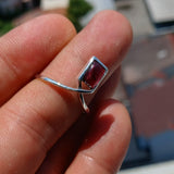 Red Garnet Ring, Sterling Silver Ring, Solitaire Ring, rectangle red Garnet Cabochon, Sterling Silver ring, Minimalist Design, gift -Size 9