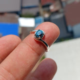 Natural Blue Zircon Ring, Sterling Silver Ring, Unique Design, Gemstone Silver Ring, Solitaire Ring, Oval Cut Blue Zircon, Gift - Size 5