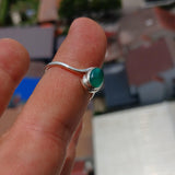 Green Agate Ring, Minimalist Ring, Sterling Silver Ring, oval shaped green Agate Cabochon, handmade silver ring, Gift for Her - Size 7.5