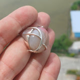 Agate Silver Ring, Artistic Sterling Silver Ring, oval shaped white and pink Agate Cabochon, Gift for her, unique design, Handmade - Size 8