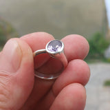 Amethyst Ring, Sterling Silver Ring, Solitaire Ring, Purple Amethyst, handmade silver ring, gemstone silver ring, gift for her - Size 7.5