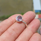 Amethyst Ring, Sterling Silver Ring, Solitaire Ring, Purple Amethyst, handmade silver ring, gemstone silver ring, gift for her - Size 7.5