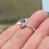 Amethyst Ring, Sterling Silver Ring, Solitaire Ring, Purple Amethyst, handmade silver ring, gemstone silver ring, gift for her - Size 7.5