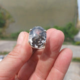 Scenic Dendrite Silver Ring, Sterling Silver ring, Solitaire Ring, Oval Cut Scenic Dendrite Agate, Handmade Silver ring, Unique Gift, size 8