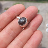 Diopside Men's Ring, Men's Sterling Silver Ring, 4 Rays black Star Diopside, handmade silver ring, unique design, oval stone ring - Size 7