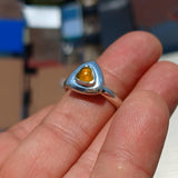 Opal Ring, Sterling Silver Ring, Solitaire Ring, Triangle shaped Opal, handmade Opal Ring, unique jewelry design, gift for her - Size 9.5