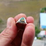 Opal Ring, Sterling Silver Ring, Solitaire Ring, Triangle shaped Opal, handmade Opal Ring, unique jewelry design, gift for her - Size 10.5