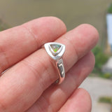 Opal Ring, Sterling Silver Ring, Solitaire Ring, Triangle shaped Opal, handmade Opal Ring, unique jewelry design, gift for her - Size 10