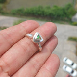 Opal Ring, Sterling Silver Ring, Solitaire Ring, Triangle shaped Opal, handmade Opal Ring, unique jewelry design, gift for her - Size 10