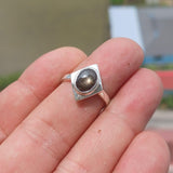 Black Star Sapphire Ring, Sterling Silver Ring, Diamond shaped Ring, Black Sapphire Ring, Gift for Her, Star Sapphire Ring - size 6.5