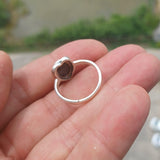 Black Star Sapphire Ring, Sterling Silver Ring, Heart shaped Ring, Black Sapphire Ring, Gift, Unique Design, Star Sapphire Ring - size 7