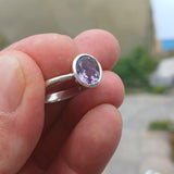 Amethyst Ring, Sterling Silver Ring, Solitaire Ring, Purple Amethyst, handmade silver ring, gemstone silver ring, gift for her - Size 7.5